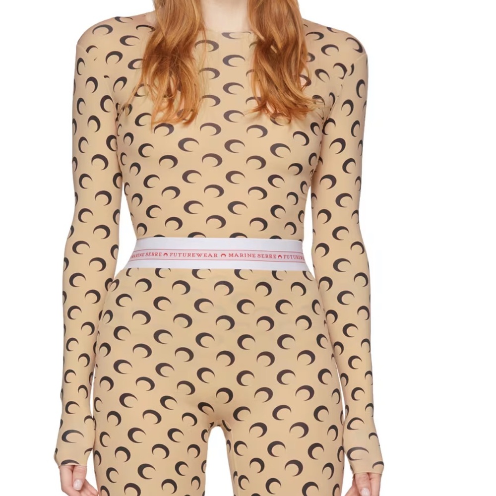 MARINE SERRE SET 
Tan All Over Moon Long Sleeve T-Shirt
Size: XS

PANTS SIZE: S